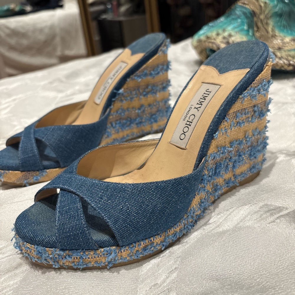 Jimmy Choo Denim Wedge Heels – Like New, Worn Twice! OBO
